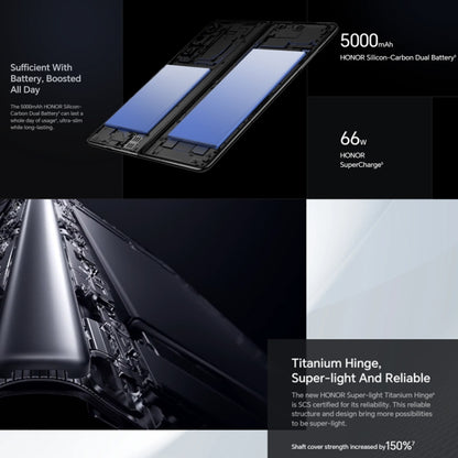 Honor Magic V2 5G, 7.92 inch + 6.43 inch MagicOS 7.2 Snapdragon 8 Gen2  Octa Core up to 3.36GHz, Network: 5G, OTG, Not Support Google Play, 16GB+256GB, 16GB+512GB