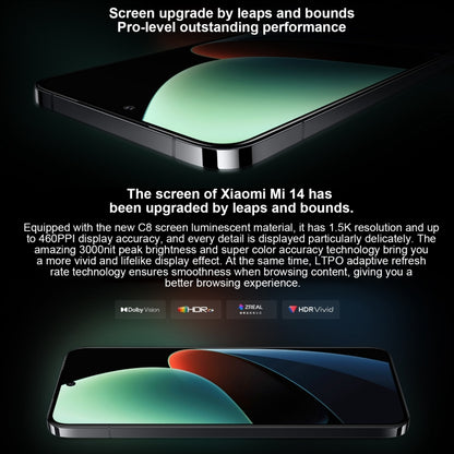 Xiaomi 14,  6.36 inch Xiaomi HyperOS Snapdragon 8 Gen 3 Octa Core 4nm up to 3.3GHz, NFC, Network: 5G, 12GB+256GB, 16GB+512GB, 16GB+1TB