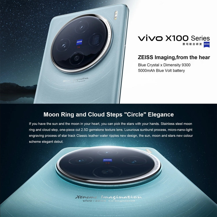 vivo X100, Face ID / Fingerprint Identification, 6.78 inch Android 14 OriginOS 4 Dimensity 9300 Octa Core 3.25GHz, OTG, NFC, Network: 5G, 12GB+256GB, 16GB+256GB, 16GB+512GB, 16GB+1TB, 16GB+1TB LPDDR5T
