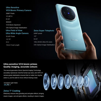 vivo X100, Face ID / Fingerprint Identification, 6.78 inch Android 14 OriginOS 4 Dimensity 9300 Octa Core 3.25GHz, OTG, NFC, Network: 5G, 12GB+256GB, 16GB+256GB, 16GB+512GB, 16GB+1TB
