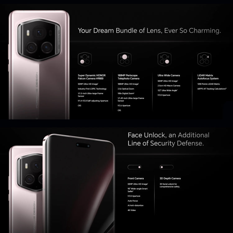 Honor Magic6 RSR Porsche Design,  6.8 inch Magic OS 8.0 Snapdragon 8 Gen 3 Octa Core up to 3.3GHz, Network: 5G, OTG, NFC, Support Google Play, 24GB+1TB