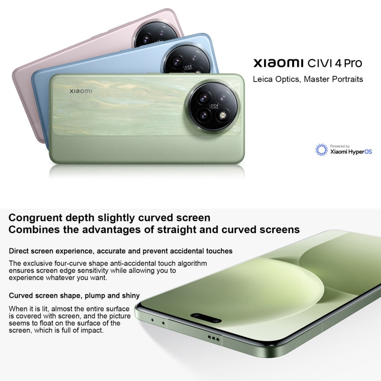 Xiaomi Civi 4 Pro,  6.55 inch Xiaomi HyperOS Snapdragon 8s Gen 3 Octa Core 4nm up to 3.0GHz, NFC, Network: 5G, 12GB+256GB, 12GB+512GB, 16GB+512GB