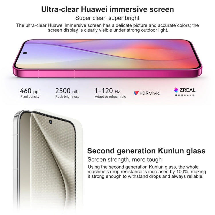 HUAWEI Pura 70, Screen Fingerprint Identification,6.6 inch HarmonyOS 4.2 Kirin 9010 Octa Core up to 2.3GHz, NFC, OTG, Not Support Google Play, 12GB+256GB, 12GB+512GB, 12GB+1TB