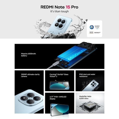 Xiaomi Redmi Note 15 Pro 4G Global, 12GB+512GB, In-screen Fingerprint, 6.77 inch Xiaomi HyperOS 2 MediaTek Helio G200-Ultra Octa Core, Network: 4G, NFC, 12GB+512GB