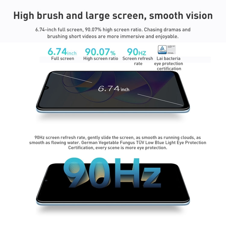 Dual Back Cameras, Side Fingerprint Identification, 6000mAh Battery, 6.74 inch Magic UI 6.1 (Android 12) MediaTek Dimensity 700 Octa Core up to 2.2GHz, Network: 5G, Not Support Google Play, 6GB+128GB