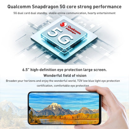 Dual Back Cameras, Side Fingerprint Identification, 5000mAh Battery, 6.5 inch Magic UI 5.0 (Android R) Qualcomm Snapdragon 480 Plus Octa Core up to 2.2GHz, Network: 5G, Not Support Google Play, 6GB+128GB