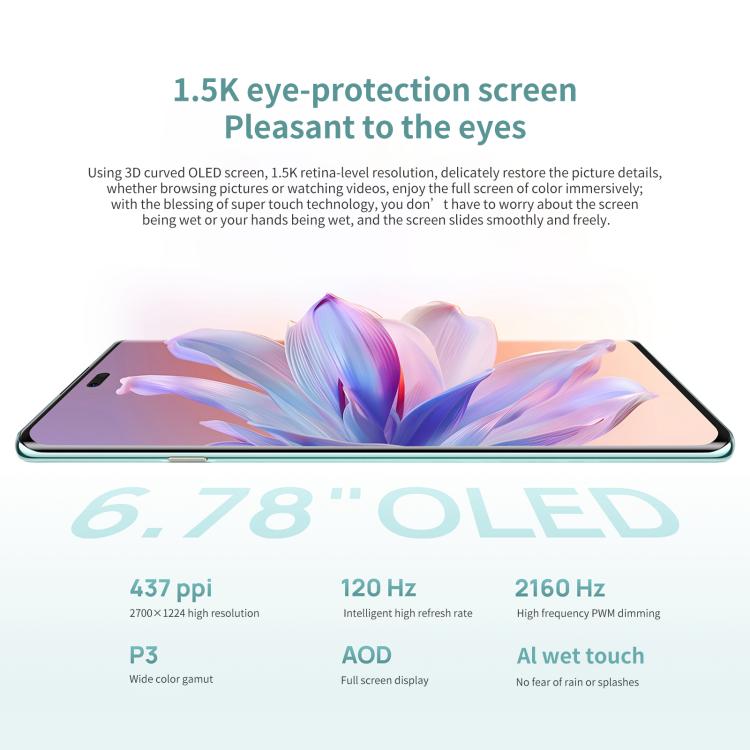 HUAWEI Enjoy 70X, 8GB+256GB, Screen Fingerprint, 6.78 inch HarmonyOS 4.2 Kirin 8000A Hexa Core, Network: 4G, OTG, NFC, Not Support Google Play, 8GB+256GB(Cyan), 8GB+256GB(White), 8GB+256GB(Black)