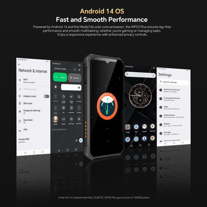 Oukitel WP23 Plus Rugged Phone, 8GB+256GB, 6.52 inch Android 14.0Unisoc T606 Octa-core, NFC, OTG, Network: 4G, WP23 Plus 8GB+256GB
