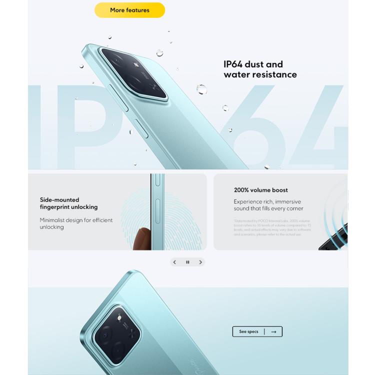 Xiaomi POCO C85 Global, 8GB+256GB, Side Fingerprint, 6.9 inch Xiaomi HyperOS 2 MediaTek Helio G81-Ultra Octa Core, NFC, Network: 4G, 8GB+256GB