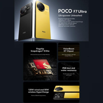 Xiaomi POCO F7 Ultra Global, 16GB+512GB, In-screen Fingerprint, 6.67 inch Xiaomi HyperOS 2 Snapdragon 8 Elite Octa Core, NFC, Network: 5G, 16GB+512GB