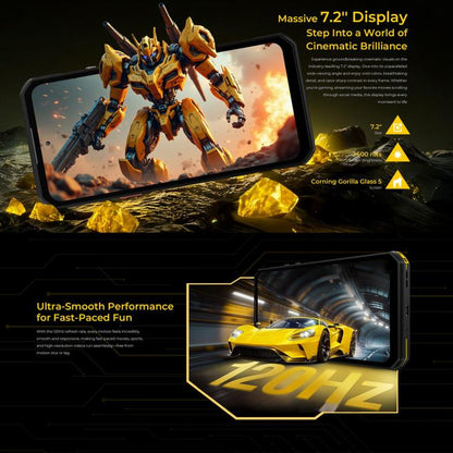 Oukitel WP60 Rugged Phone, 12GB+512GB, Night Vision, 108MP Camera, Side Fingerprint, 7.2 inch Android 15 MediaTek Dimensity 7025 Octa Core, NFC, OTG, Network: 5G, 12GB+512GB