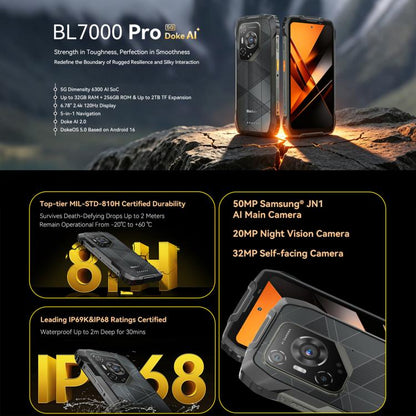Blackview BL7000 Rugged Phone, 8GB+512GB, 6.78 inch Android 15 MediaTek Dimensity 6300 Octa Core, Network: 5G, NFC, OTG, 8GB+512GB