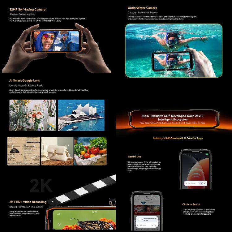 Blackview BL7000 Rugged Phone, 8GB+512GB, 6.78 inch Android 15 MediaTek Dimensity 6300 Octa Core, Network: 5G, NFC, OTG, 8GB+512GB