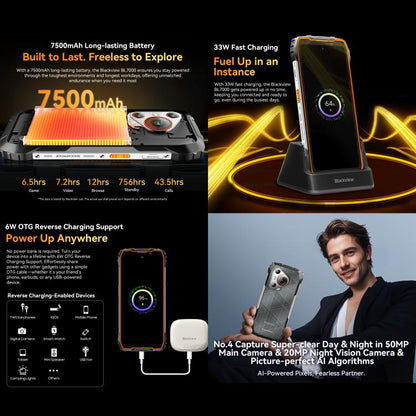 Blackview BL7000 Rugged Phone, 8GB+512GB, 6.78 inch Android 15 MediaTek Dimensity 6300 Octa Core, Network: 5G, NFC, OTG, 8GB+512GB