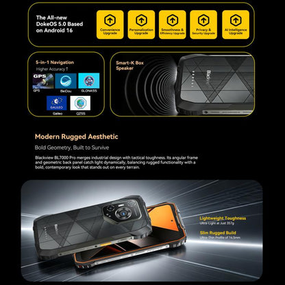 Blackview BL7000 Rugged Phone, 8GB+512GB, 6.78 inch Android 15 MediaTek Dimensity 6300 Octa Core, Network: 5G, NFC, OTG, 8GB+512GB