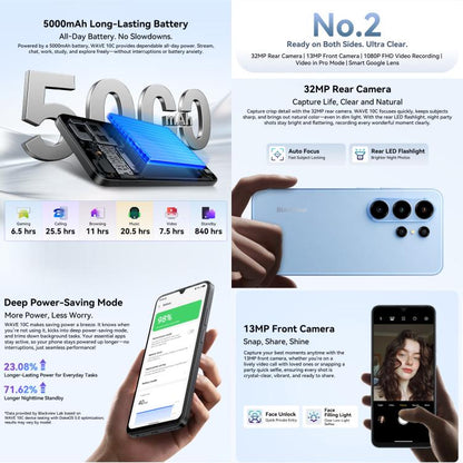 Blackview WAVE 10C, 4GB+128GB, 6.88 inch Android 16 Unisoc UMS312 / T310 Octa Core, Network: 4G, OTG, WAVE 10C, 4GB+128GB