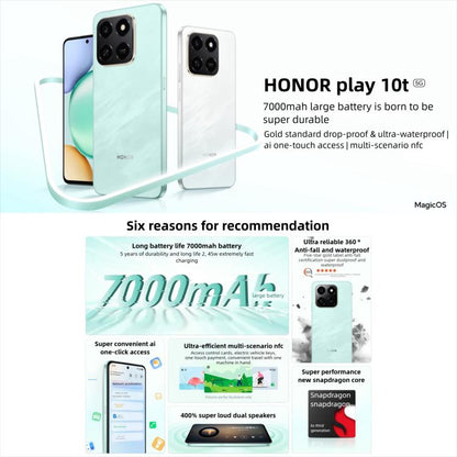 Honor Play10T, 8GB+256GB, Side Fingerprint, 6.8 inch Android 15 Magic OS 9.0 Snapdragon 6s Gen 3 Octa Core, Network: 5G, 8GB+256GB
