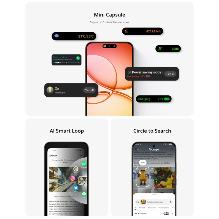 Realme 15T, 8GB+256GB, Screen Fingerprint Identification, 6.57 inch Realme UI 6.0 Android 15 MediaTek Dimensity 6400 Max Octa Core, NFC, Network: 5G, 8GB+256GB
