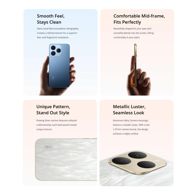 Realme 15T, 8GB+256GB, Screen Fingerprint Identification, 6.57 inch Realme UI 6.0 Android 15 MediaTek Dimensity 6400 Max Octa Core, NFC, Network: 5G, 8GB+256GB
