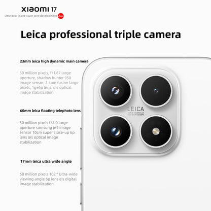Xiaomi 17, 12GB+512GB, 3D Ultrasonic Fingerprint, 6.3 inch Xiaomi HyperOS 3 Snapdragon 8 Elite Gen 5 Octa Core, NFC, Network: 5G, 12GB+512GB