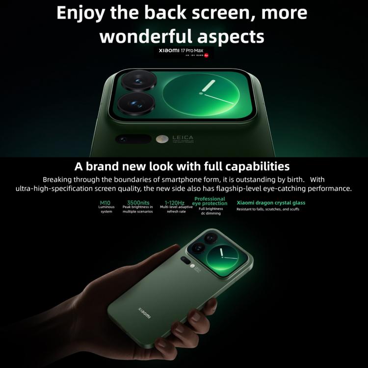 Xiaomi 17 Pro Max, 12GB+512GB, 3D Ultrasonic Fingerprint, 6.9 inch + 2.9 inch Xiaomi HyperOS 3 Snapdragon 8 Elite Gen 5 Octa Core, NFC, Network: 5G, 12GB+512GB