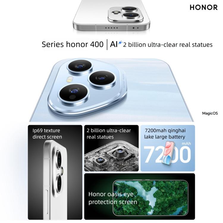 Honor 400, 12GB+512GB, Screen Fingerprint, 6.55 inch MagicOS 9.0 / Android 15 Snapdragon 7 Gen 4 Octa Core, Network: 5G, NFC, OTG, Honor 400, 12GB+512GB