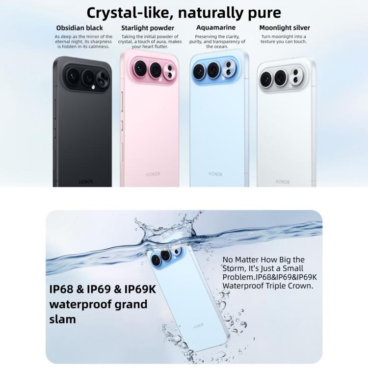 Honor 500 Pro, 16GB+512GB, Screen Fingerprint, 6.55 inch MagicOS 10.0 / Android 16 Snapdragon 8 Elite Gen 4 Octa Core, Network: 5G, NFC, OTG, Honor 500 Pro, 16GB+512GB