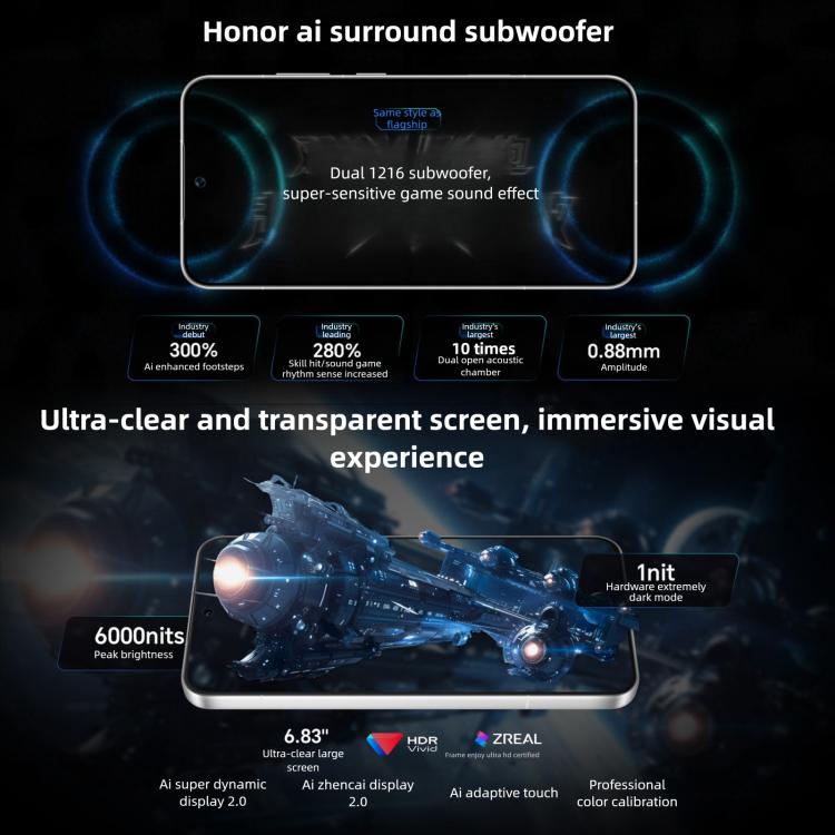 Honor WIN, 12GB+512GB, 3D Ultrasonic Fingerprint, 10000mAh Battery, 6.83 inch MagicOS 10.0 / Android 16 Snapdragon 8 Elite Gen 5 Octa Core, Network: 5G, NFC, OTG, 12GB+512GB