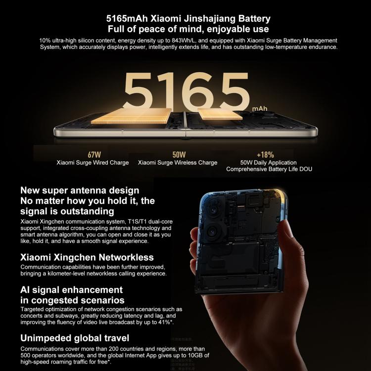 Xiaomi MIX Flip 2, 12GB+256GB, 6.86 inch + 4.01 inch Xiaomi HyperOS 2 Snapdragon 8 Elite Octa Core, NFC, Network: 5G, 12GB+256GB