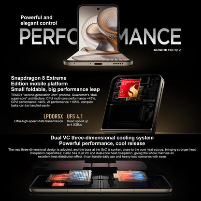 Xiaomi MIX Flip 2, 12GB+512GB, 6.86 inch + 4.01 inch Xiaomi HyperOS 2 Snapdragon 8 Elite Octa Core, NFC, Network: 5G, 12GB+512GB