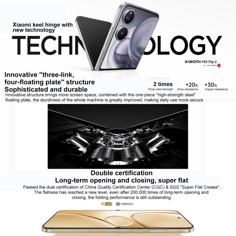 Xiaomi MIX Flip 2, 16GB+1TB, 6.86 inch + 4.01 inch Xiaomi HyperOS 2 Snapdragon 8 Elite Octa Core, NFC, Network: 5G, 16GB+1TB