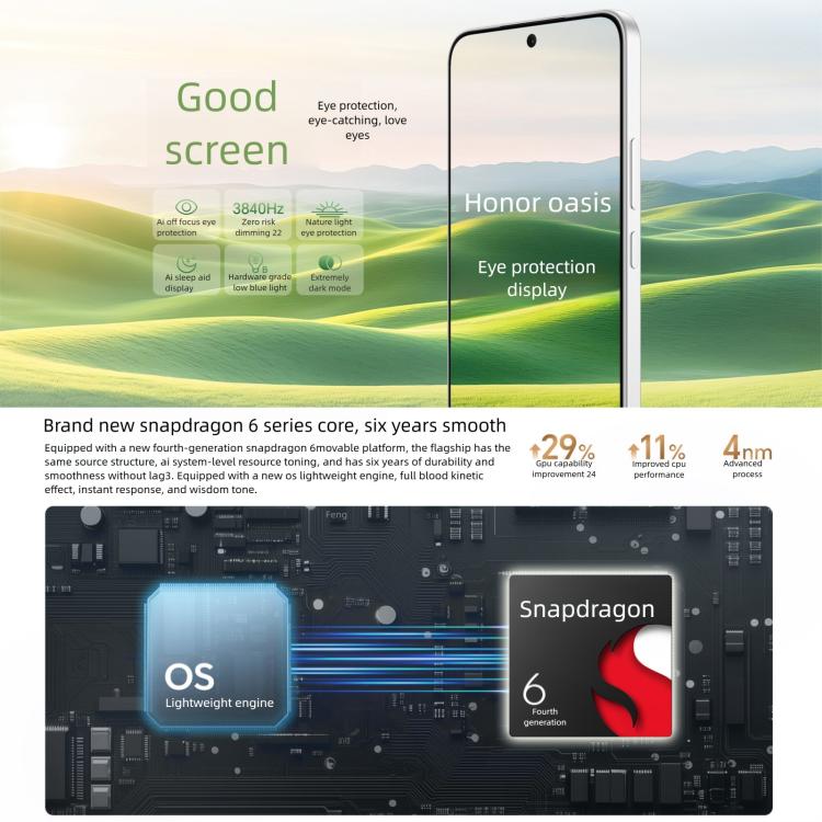 Honor X70, 12GB+512GB, Screen Fingerprint, 6.79 inch MagicOS 9.0 Snapdragon 6 Gen 4 Octa Core, Network: 5G, OTG, NFC, Support Google Play, 12GB+512GB