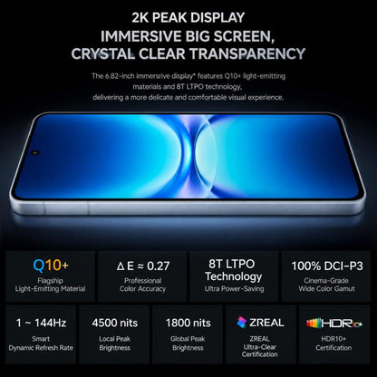 vivo iQOO 15T, 16GB+1TB, Ultrasonic 3D Fingerprint, 6.82 inch Android 16 OriginOS 6 Dimensity 9500 Monster Octa Core, OTG, NFC, Network: 5G, Support Google Play, 16GB+1TB