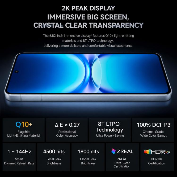 vivo iQOO 15T, 16GB+512GB, Ultrasonic 3D Fingerprint, 6.82 inch Android 16 OriginOS 6 Dimensity 9500 Monster Octa Core, OTG, NFC, Network: 5G, Support Google Play, 16GB+512GB