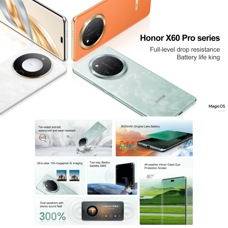 Honor X60 Pro, 12GB+512GB, Screen Fingerprint, 6.78 inch MagicOS 8.0 Snapdragon 6 Gen1 Octa Core, Network: 5G, OTG, Not Support Google Play, 12GB+512GB