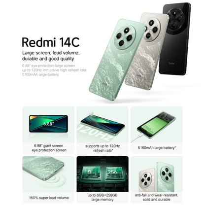 Xiaomi Redmi 14C, 6GB+128GB, 6.88 inch Xiaomi HyperOS MediaTek Helio G81-Ultra Octa Core, Network: 4G, 6GB+128GB