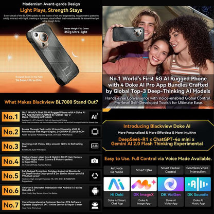 Blackview BL7000 Rugged Phone, 8GB+256GB, 6.78 inch Android 15 MediaTek Dimensity 6300 Octa Core, Network: 5G, NFC, OTG, 8GB+256GB