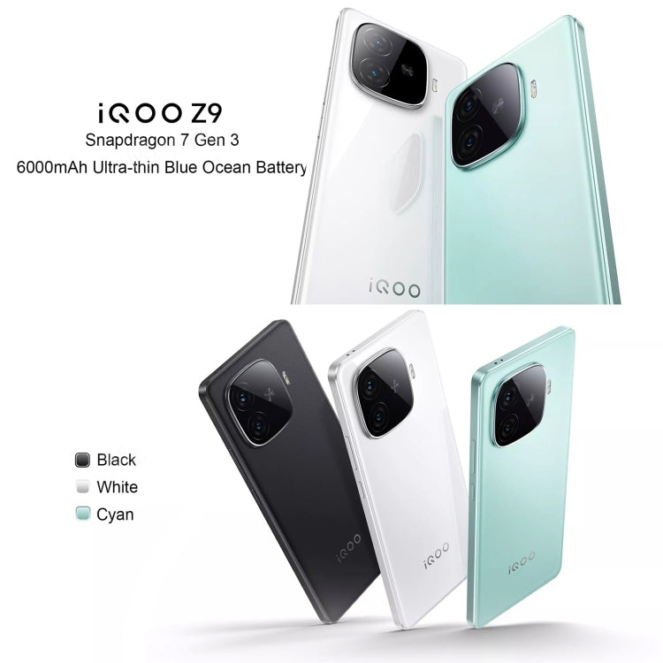 vivo iQOO Z9, Dual Back Cameras, 12GB+256GB, Face ID Screen Fingerprint Identification, 6.78 inch Android 14.0 OriginOS 4 Snapdragon 7 Gen 3 Octa Core 2.63GHz, OTG, NFC, Network: 5G, Support Google Play, vivo iQOO Z9, 12GB+256GB