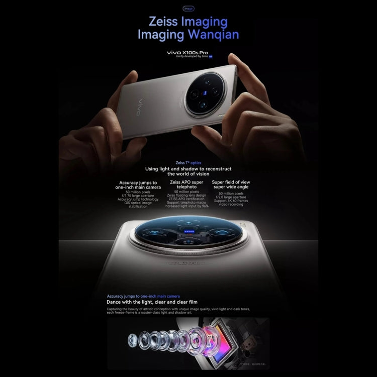 vivo X100s Pro, Triple Back Cameras, 16GB+512GB, Face ID / Fingerprint Identification, 6.78 inch Android 14 OriginOS 4 Dimensity 9300+ Octa Core, OTG, NFC, Network: 5G, Support Google Play, vivo X100s Pro, 16GB+512GB
