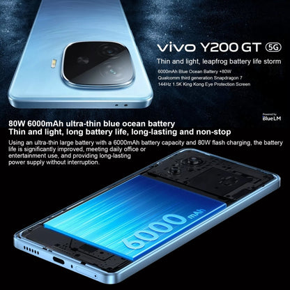 vivo Y200 GT, Dual Back Cameras, 12GB+512GB, Face ID Screen Fingerprint Identification, 6.78 inch Android 14.0 OriginOS 4 Snapdragon 7 Gen 3 Octa Core 2.63GHz, OTG, NFC, Network: 5G, Support Google Play, vivo Y200 GT, 12GB+512GB