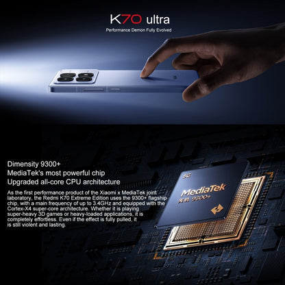 Xiaomi Redmi K70 Ultra, 16GB+512GB, 6.67 inch Xiaomi HyperOS Dimensity 9300+ Octa Core 4nm up to 3.4GHz, NFC, Network: 5G, 16GB+512GB