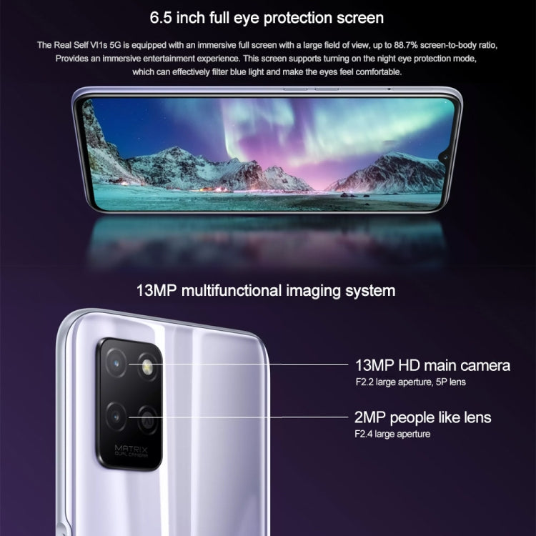Dual Back Cameras, Side Fingerprint Identification, 5000mAh Battery, 6.5 inch Realme UI 2.0 / Android 11 MediaTek Dimensity 810 Octa Core up to 2.4GHz, Network: 5G, Support Google Play, 4GB+128GB
