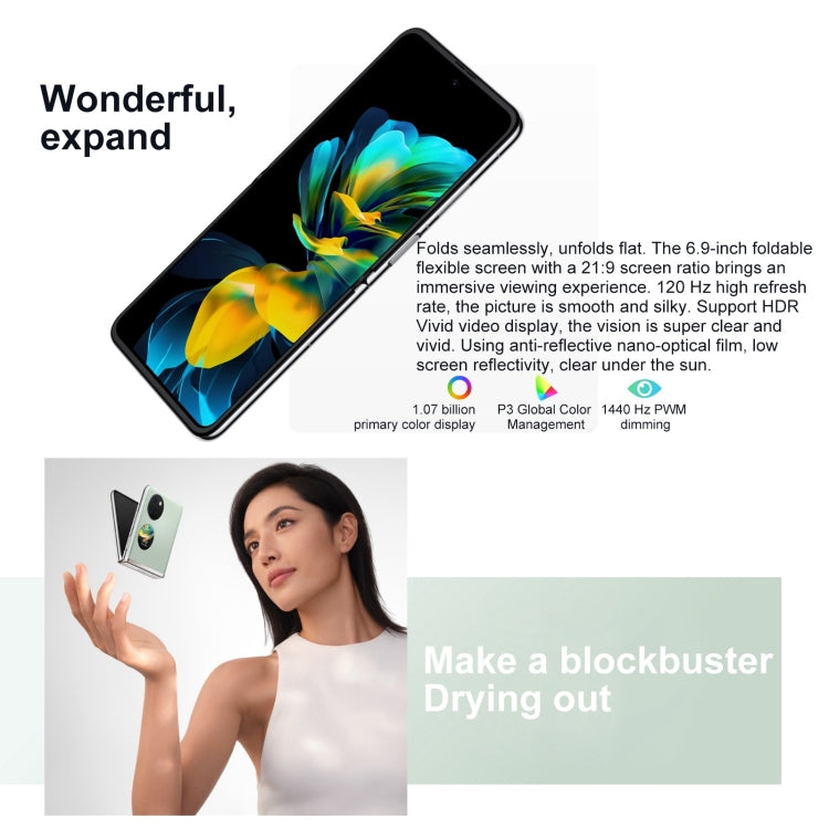 Dual Back Cameras, Side Fingerprint Identification, 6.9 inch + 1.04 inch HarmonyOS 3.0 Snapdragon 778G Octa Core up to 2.42GHz, Network: 4G, OTG, NFC, Not Support Google Play, 256GB Blue, 256GB Mint Green, 256GB Obsidian Black, 256GB Silver, 256GB Pink...