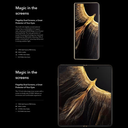 Triple Back Cameras, Side Fingerprint Identification, 7.9 inch + 6.45 inch Magic UI 7.0 Android 12 Qualcomm Snapdragon 8+ Gen 1 Octa Core up to 3.0GHz, Network: 5G, OTG, NFC, Not Support Google Play, Magic Vs Ultimate 5G 16GB+512GB
