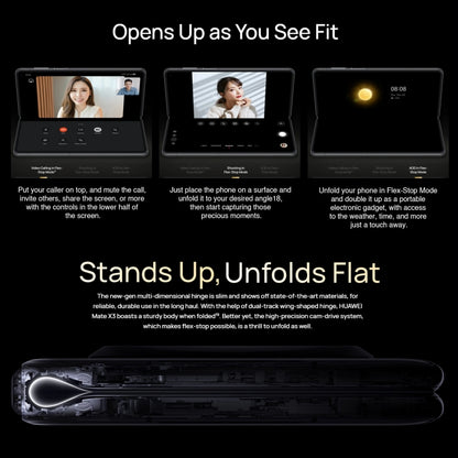 Triple Cameras, Face ID & Side Fingerprint Identification, 4800mAh Battery, 7.85 inch + 6.4 inch Screen, HarmonyOS 3.1 Snapdragon 8+ 4G Octa Core up to 3.2GHz, Network: 4G, OTG, NFC, Not Support Google Play, 512GB