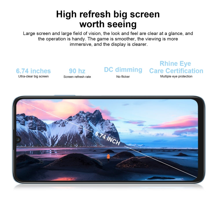 Dual Back Cameras, Side Fingerprint Identification, 6000mAh Battery, 6.74inch Magic UI 6.1 / Android 12  Dimensity 6020 Octa Core, Network: 5G, OTG, Not Support Google Play, 8GB+256GB