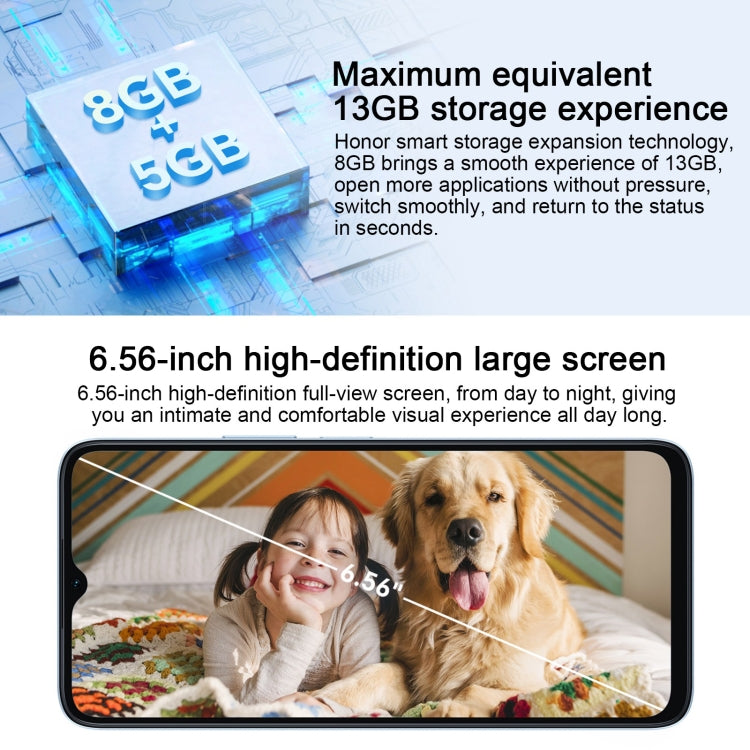 Face ID & Side Fingerprint Identification, 5200mAh, 6.56 inch MagicOS 7.1 / Android 13 Qualcomm Snapdragon 480 Plus Octa Core up to 2.2GHz, Network: 5G, Not Support Google Play, 8GB+256GB