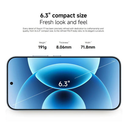 Xiaomi 17 Global, 12GB+256GB, Ultrasonic Fingerprint, 6.3 inch Xiaomi HyperOS 3 Snapdragon 8 Elite Gen 5 Octa Core, NFC, Network: 5G, 12GB+256GB