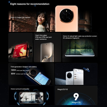 Honor Magic7, 16GB+1TB, Screen Fingerprint, 6.78 inch MagicOS 9.0 / Android 15 Snapdragon 8 Elite 3nm Octa Core, Network: 5G, NFC, OTG, Not Support Google Play, 16GB+1TB